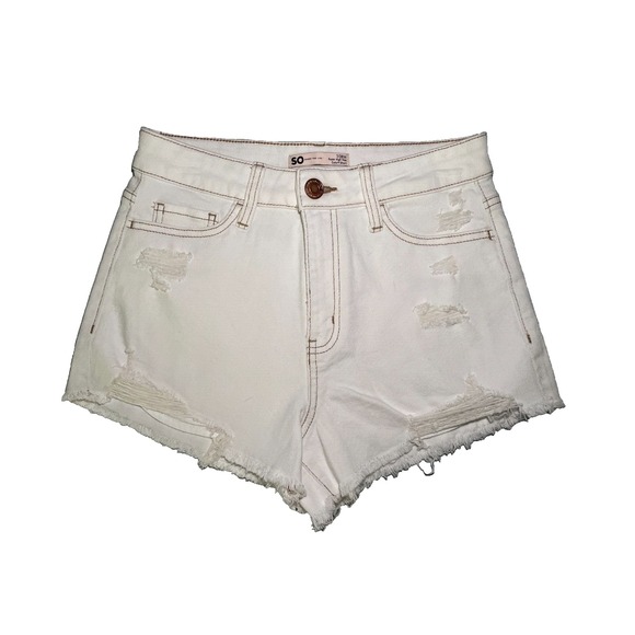 Cream Rainbow Pocket Cutoff Jean Shorts - Size 7/28W - Picture 3 of 6